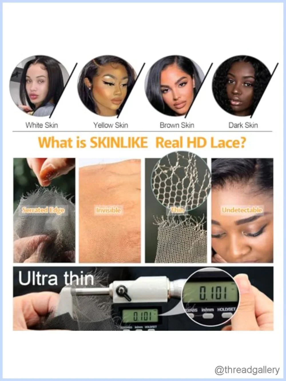 6x6 Skinlike Real HD Lace Closure, Body Wave 0.10mm Swiss Lace Pre Plucked